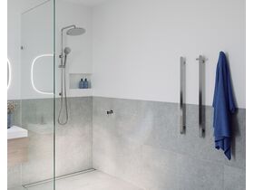 Mizu Soothe Vertical Heated Towel Rail and Double Robe Hook Chrome