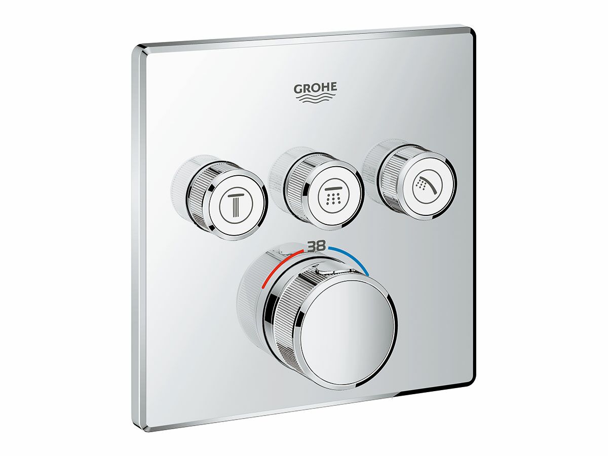 GROHE SmartControl Concealed Thermostat 3 Button Square Chrome from Reece