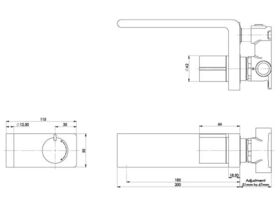 Milli Axon Wall Bath Mixer Set Rose Gold / Matte Black