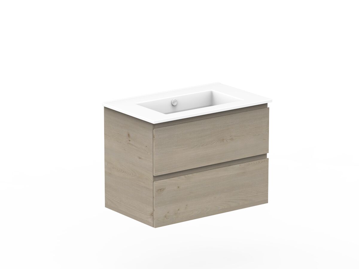 Posh Domaine 750mm Wall Hung Twin Vanity Unit AllDrawer Ceramic Top