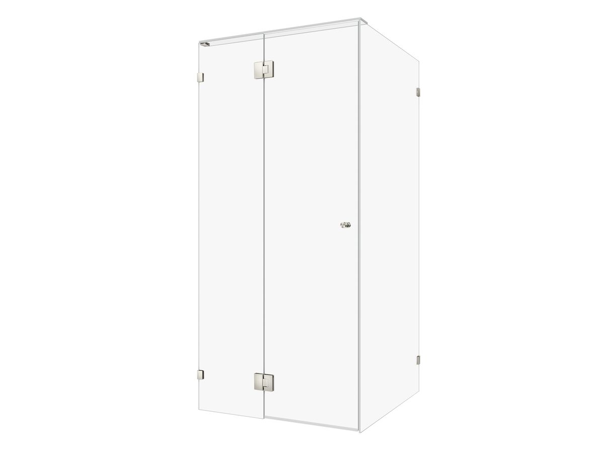 Hero - Kado Lux Frameless Enclosure with Wall Clips 1000 x 1000mm Brushed Nickel