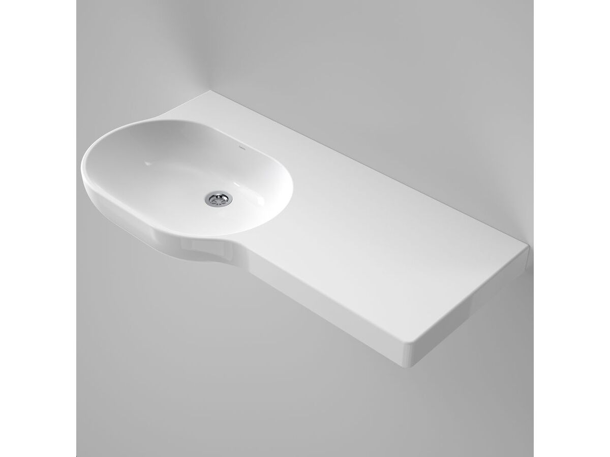 Caroma Opal Wall Basin Right Hand Shelf without Overflow No Taphole 920mm White