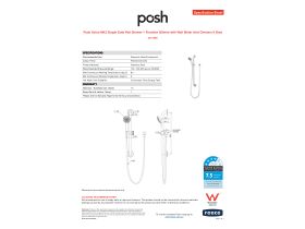 Specification Sheet - Posh Solus MK3 Single Grab Rail Shower 1 Function 900mm with Wall Water Inlet Chrome (4 Star)