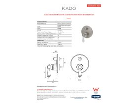 Specification Sheet - Kado Era Shower Mixer with Diverter Porcelain Handle Brushed Nickel