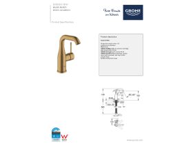 Technical Guide - GROHE Essence New Gooseneck Basin Mixer Tap Brushed Cool Sunrise (5 Star)
