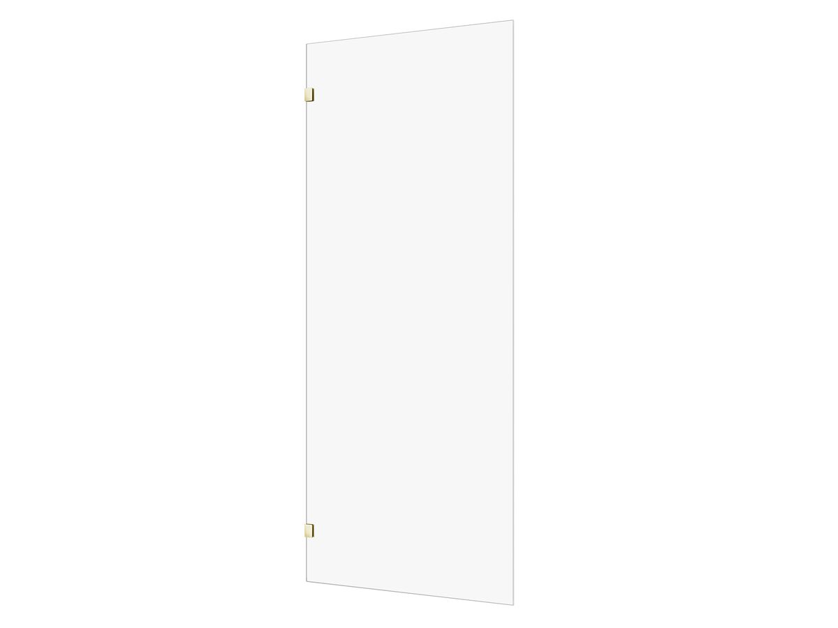 Hero - Kado Lux Frameless Rectangular Panel with Wall Clips Clear Glass 900mm Brushed Brass