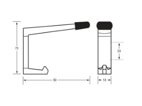 Die Cast Zinc Hook with Rubber Bumper 73 x 18 x 93mm