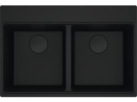 Franke City Fragranite Double Bowl 360mm Bowl + 360mm Bowl Inset Sink Pack includes Chopping Board and Rollamat Matte Black
