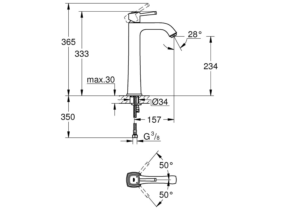 GROHE Grandera Extended Basin Mixer Chrome (5 Star)