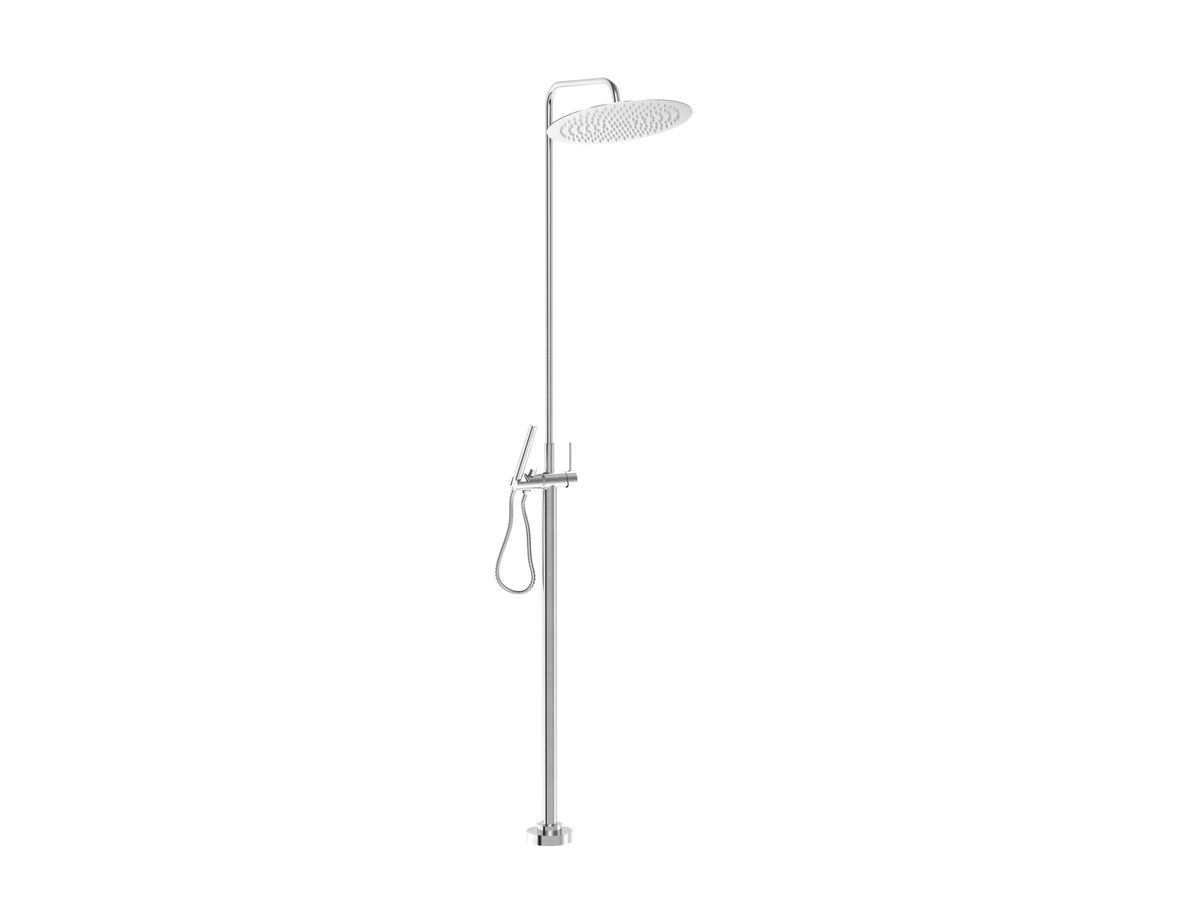 Milli Inox Freestanding Twin Rail Shower & 300mm Overhead with Bottom
