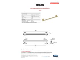 Specification Sheet - Mizu Drift 600mm Grab Rail Straight Brushed Brass