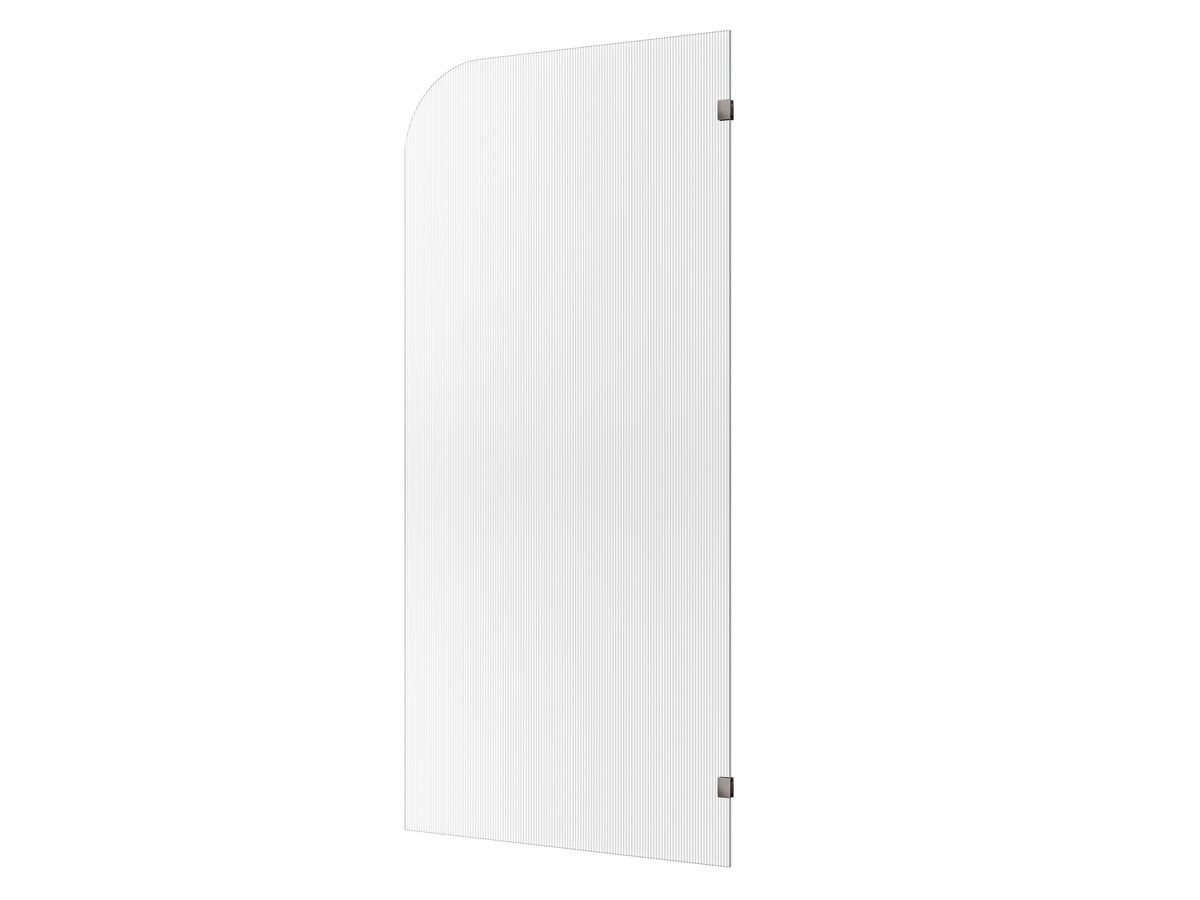Hero - Kado Lux Frameless Curved Right Fluted Panel with Wall Clips 1000mm Brushed Gunmetal