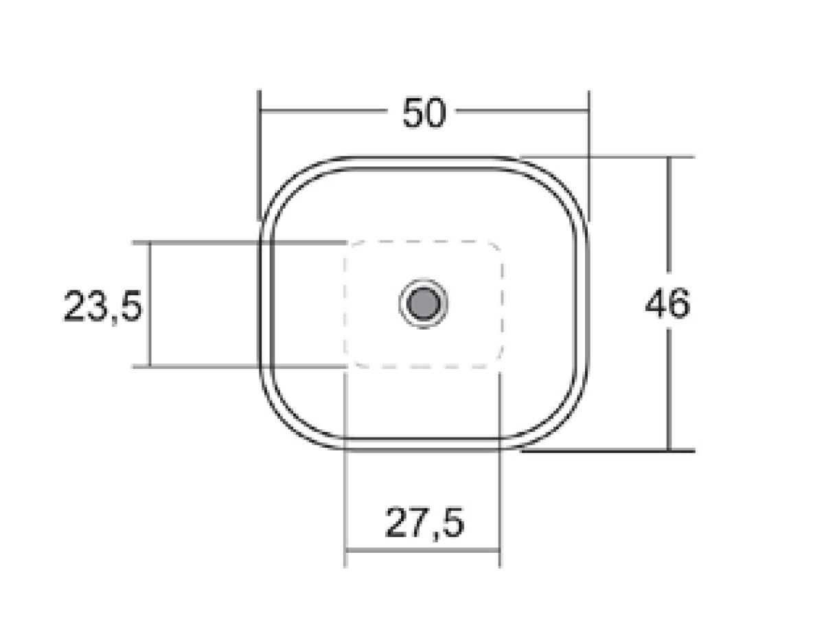 AXA Uno Above Counter Basin No Taphole 500mm White