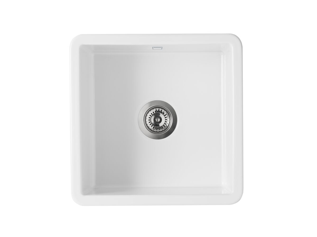 Memo Harper Single Bowl Inset/Undermount Sink 460mm Fireclay White from