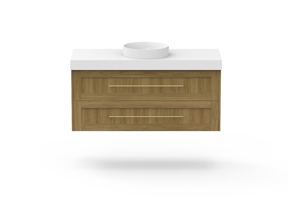 Kado Lux Drawer Vanity Unit Wall Hung 1200 Centre Bowl Statement Top 2 Drawers (No Basin)