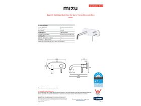 Specification Sheet - Mizu Drift Wall Basin/Bath Mixer Set Curve Trimset Chrome (6 Star)