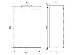 Technical Drawing Posh Solus Powder Room Wall Hung Cabinet Only White
