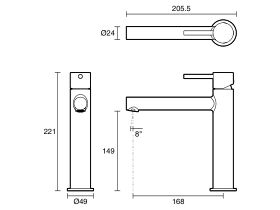 Mizu Drift Mid Basin Mixer Straight Spout (6 Star)