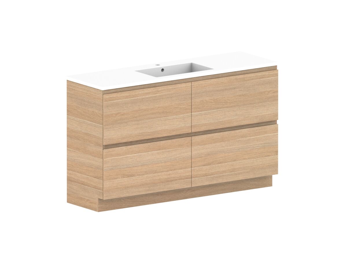 Posh Domaine All-Drawer Twin 1500mm Floor Mounted Vanity Unit Single Bowl Cast Marble Top Centre Basin