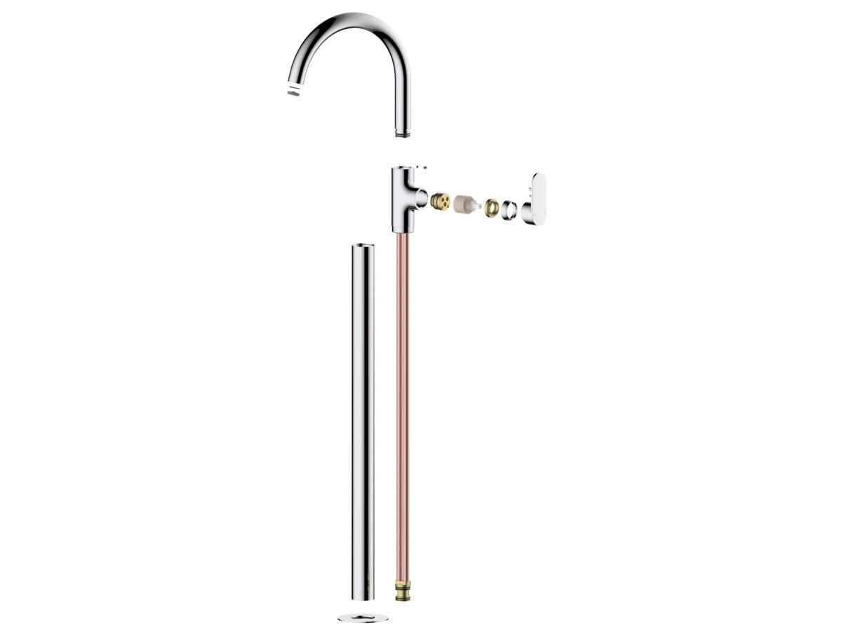 Hero - Mizu Soothe MK2 Floor Mounted Bath Mixer & Outlet Trimset Chrome