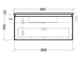 Posh Solus Wall Hung Vanity Unit (Acrylic Top) 1 Drawer 900mm