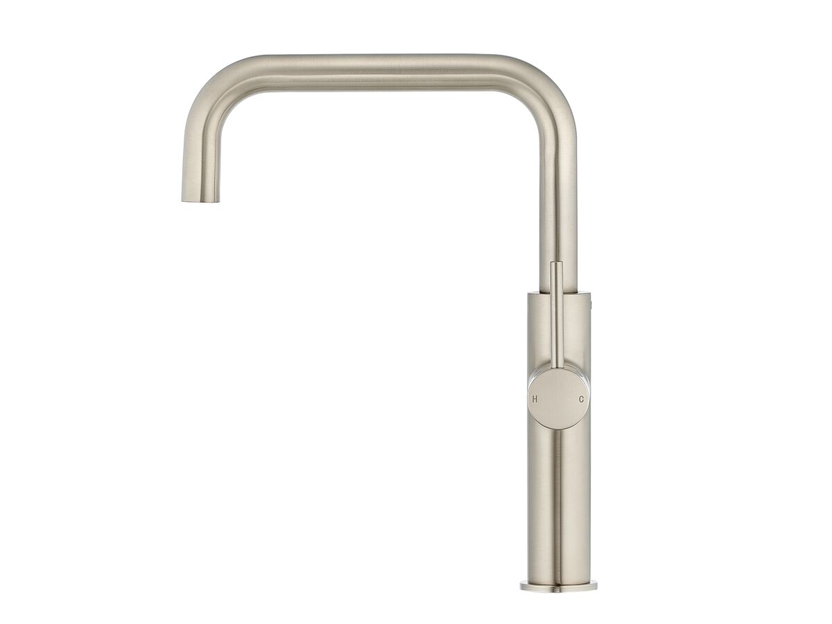 Mizu Drift Gooseneck Sink Mixer Tap Square Brushed Nickel (5 Star)