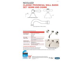 Technical Guide - Classic Provincial Wall Basin Set 185mm Lever Chrome (4 Star)