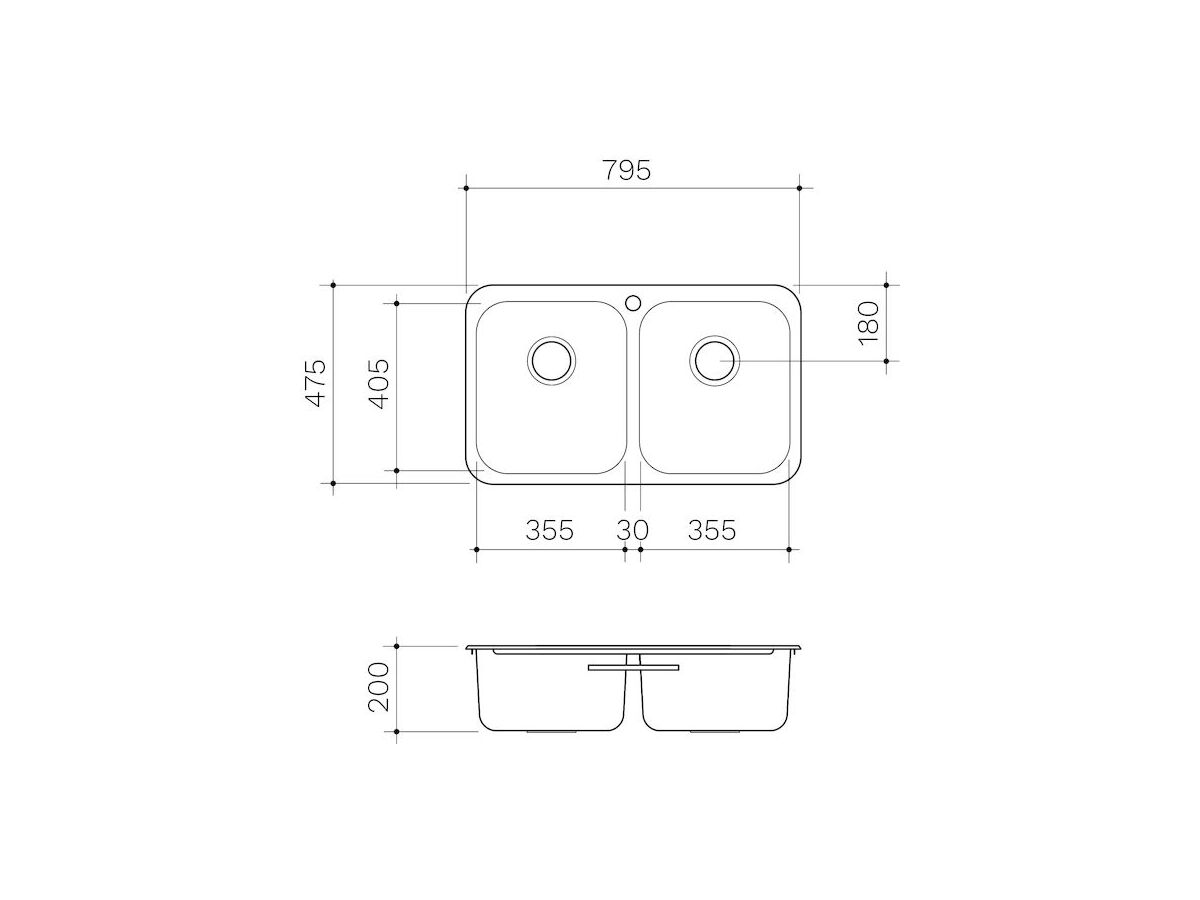 Ppr20b Clark Polar Double Bowl Overmount Sink 1 Taphole Stainless Steel from Reece