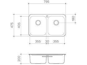 Ppr20b Clark Polar Double Bowl Overmount Sink 1 Taphole Stainless Steel from Reece
