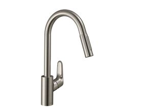 Focus Kitchen Mixer with Pullout Spray Stainless Steel Optic