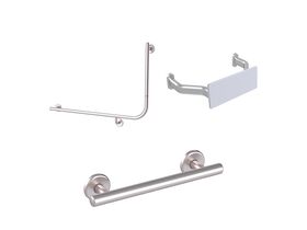 Mizu Drift 90 Degree Accessible WC Kit Left Hand Brushed Stainless Steel