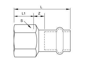 >B< Press Stainless Steel Female Straight Connector