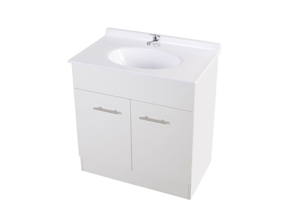 Base 2 Door Vanity Unit with Kick 1 Taphole 760mm White from Reece