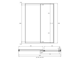 Creative Glass Semi-Framed Front Only shower screen with pivot door - Height 1950 x Front 1460-1540. 6mm Clear toughened glass and Polished Silver frame.