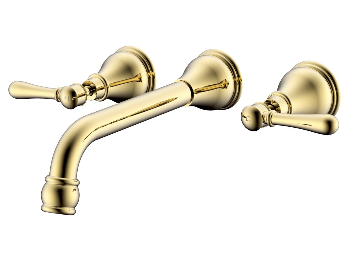 Milli Voir Wall Bath Set Lever Handle 220mm Brass Gold