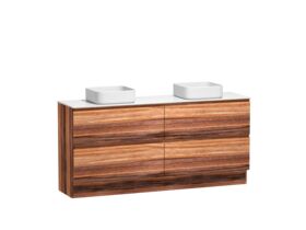 Kado Arc Timber Vanity Unit with Kick 1800mm Double Bowl Cor Top Red Tulip