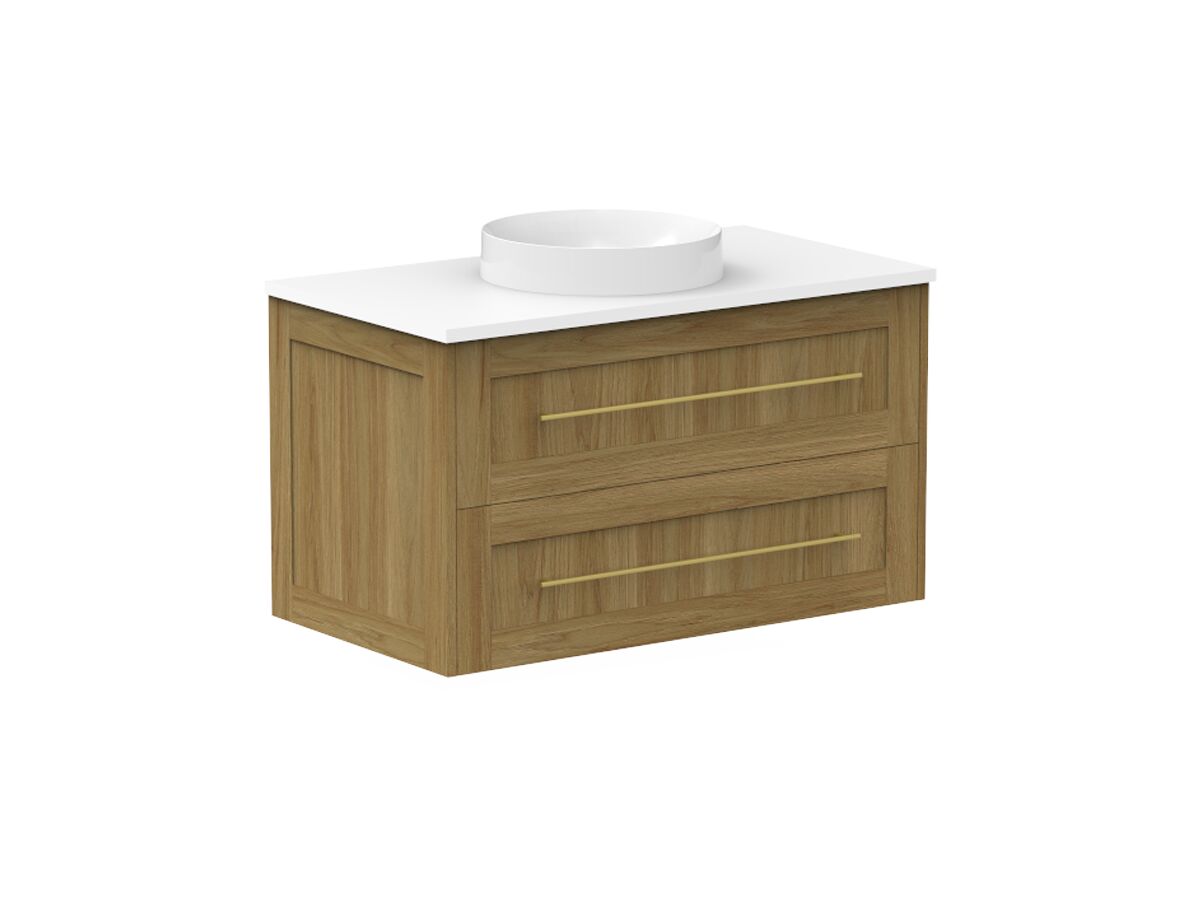 Kado Lux 900mm All Drawer Wall Hung Vanity Unit 2 Drawers Centre Bowl