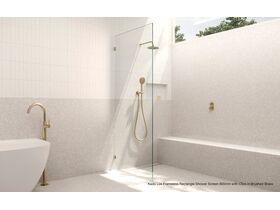 In Situ - Kado Lux Frameless Rectangle Shower Screen 900mm with Clips in Brushed Brass