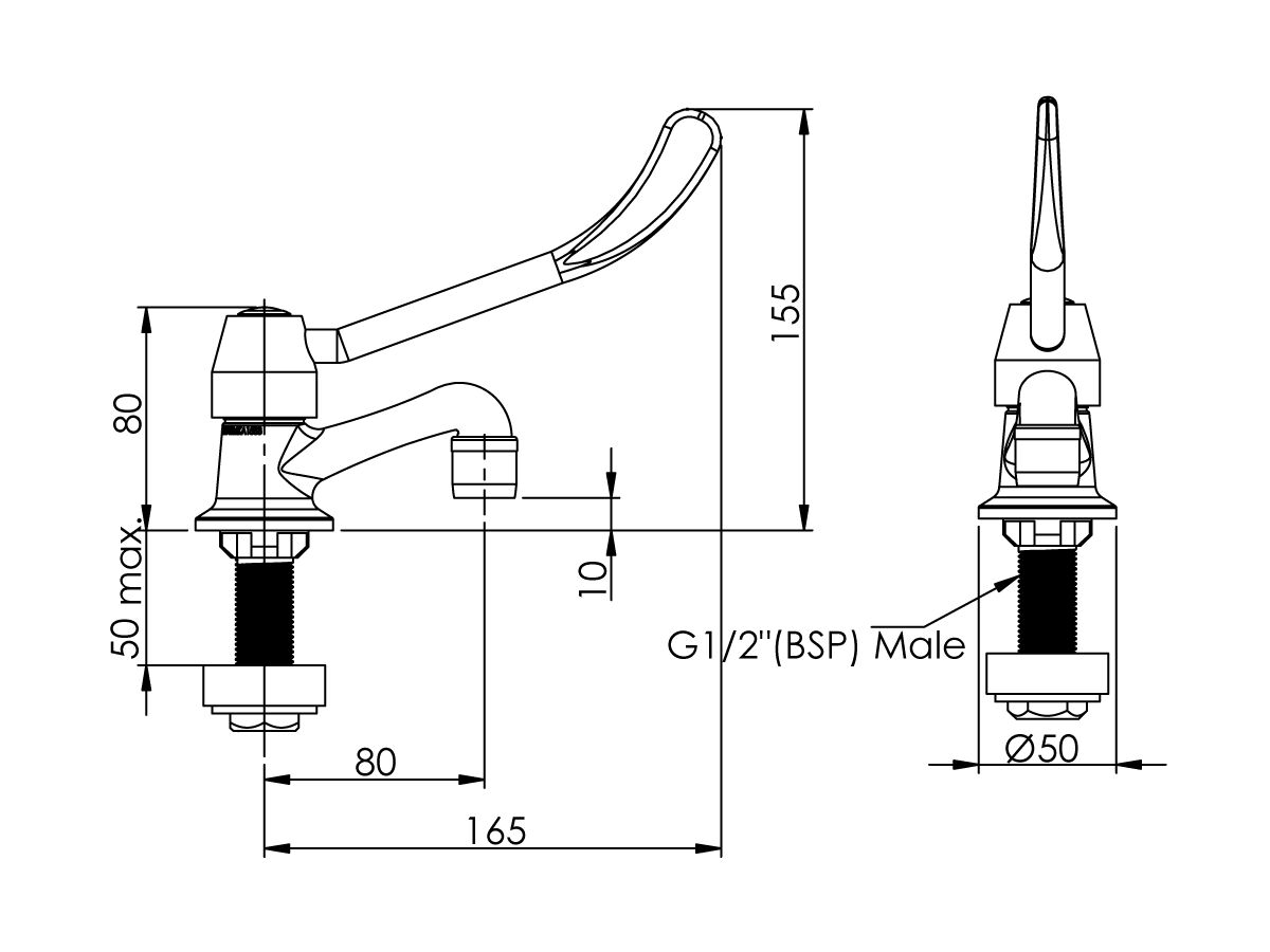 Enware Lever Action Pillar Tap Aerated (3 Star)