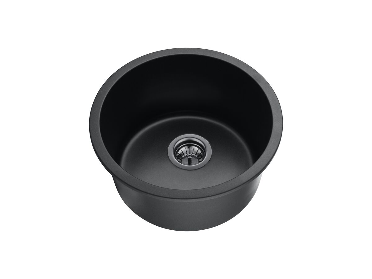 Memo Hugo Round Sink No Taphole Granite Black from Reece