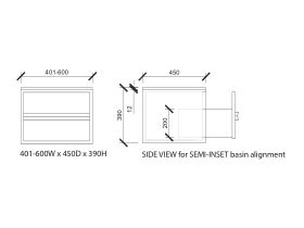 ISSY Z8 Custom Vanity Unit 400-600mm (W) x 450mm (D) x 390mm (H) 1 Drawer Semi Inset Basin