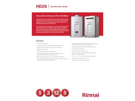 Specification Sheet - Rinnai Commercial Continuous Flow HD28 Internal