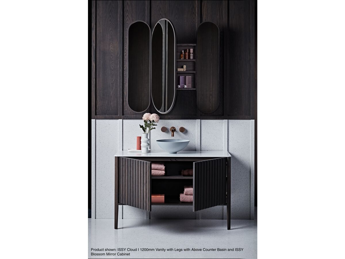 ISSY Cloud I 1200mm Vanity with Legs with Above Counter Basin and ISSY Blossom Mirror Cabinet
