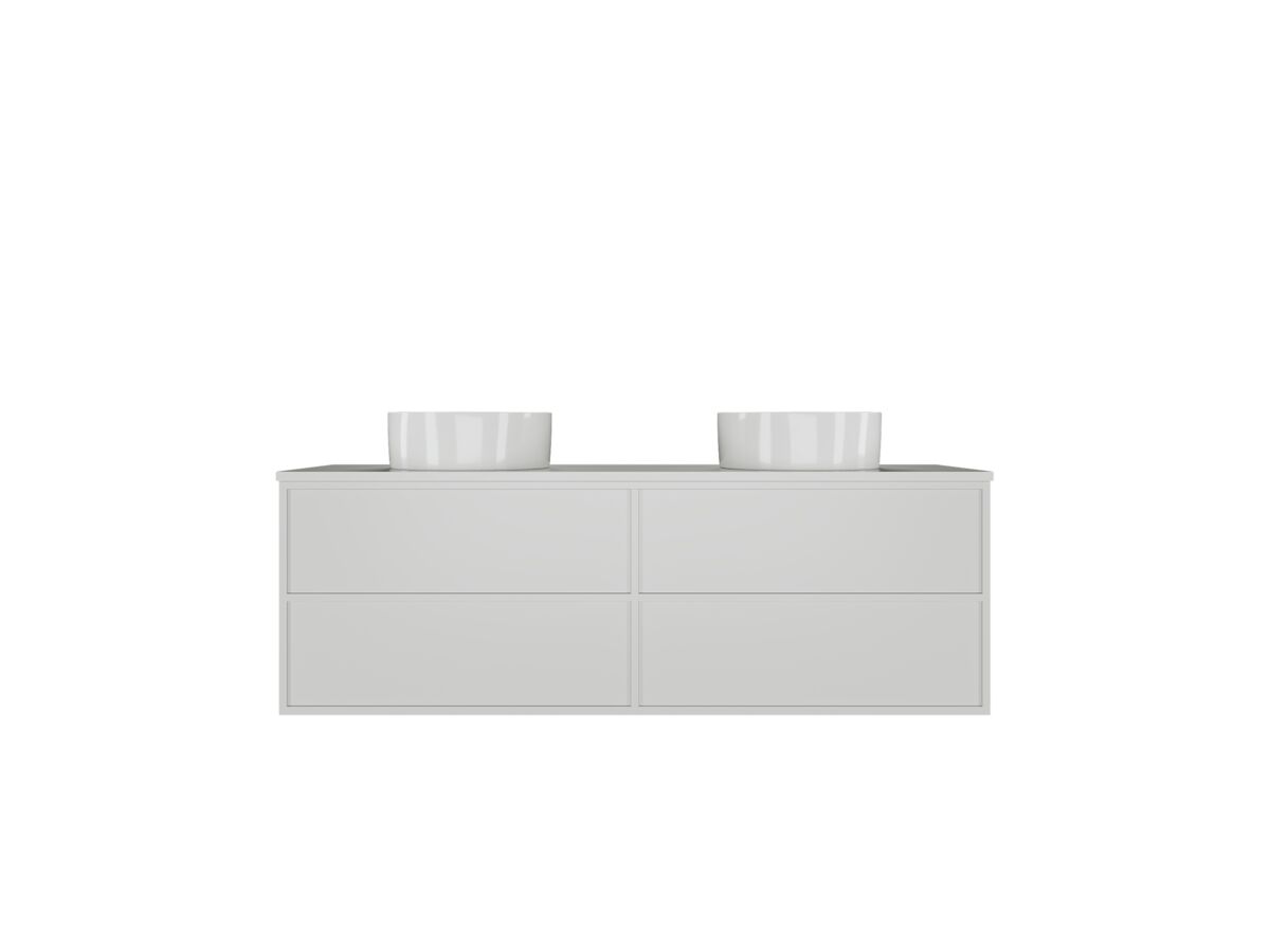 Kado Aspect Wall Hung Vanity Unit 1500mm Double Bowl 4 Drawer Corian 20mm Top