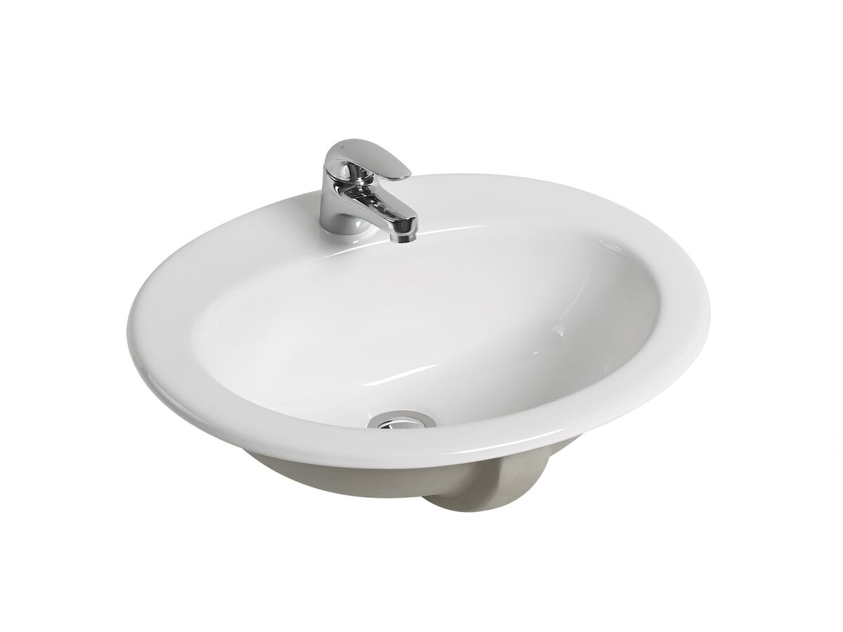 Base Vanity Basin with Front Overflow 1 Taphole 540 x 445mm White from