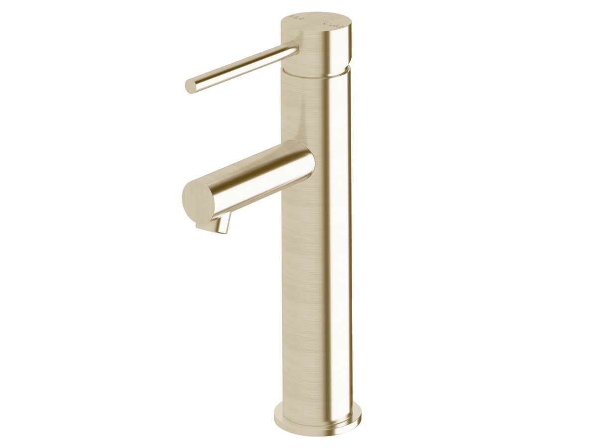 Scala Medium Basin Mixer Tap with 100mm Extension Pin LUX PVD Brushed Platinum Gold (5 Star)