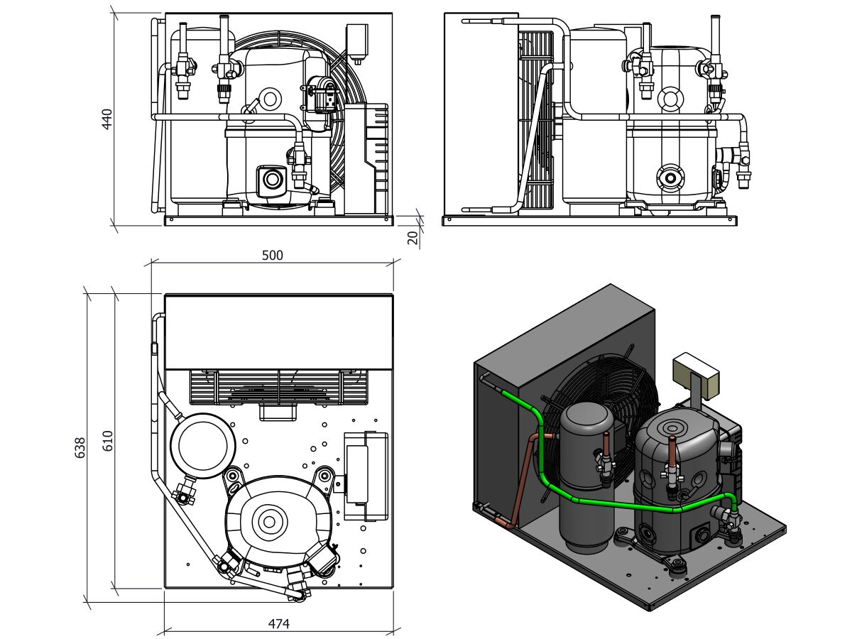 Tecumseh Condensing Unit 2HP R404A LBP FHT2480ZBRXC 1PH from Reece