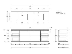 Posh Domaine Conventional 1800 Double Wall Hung Acrylic