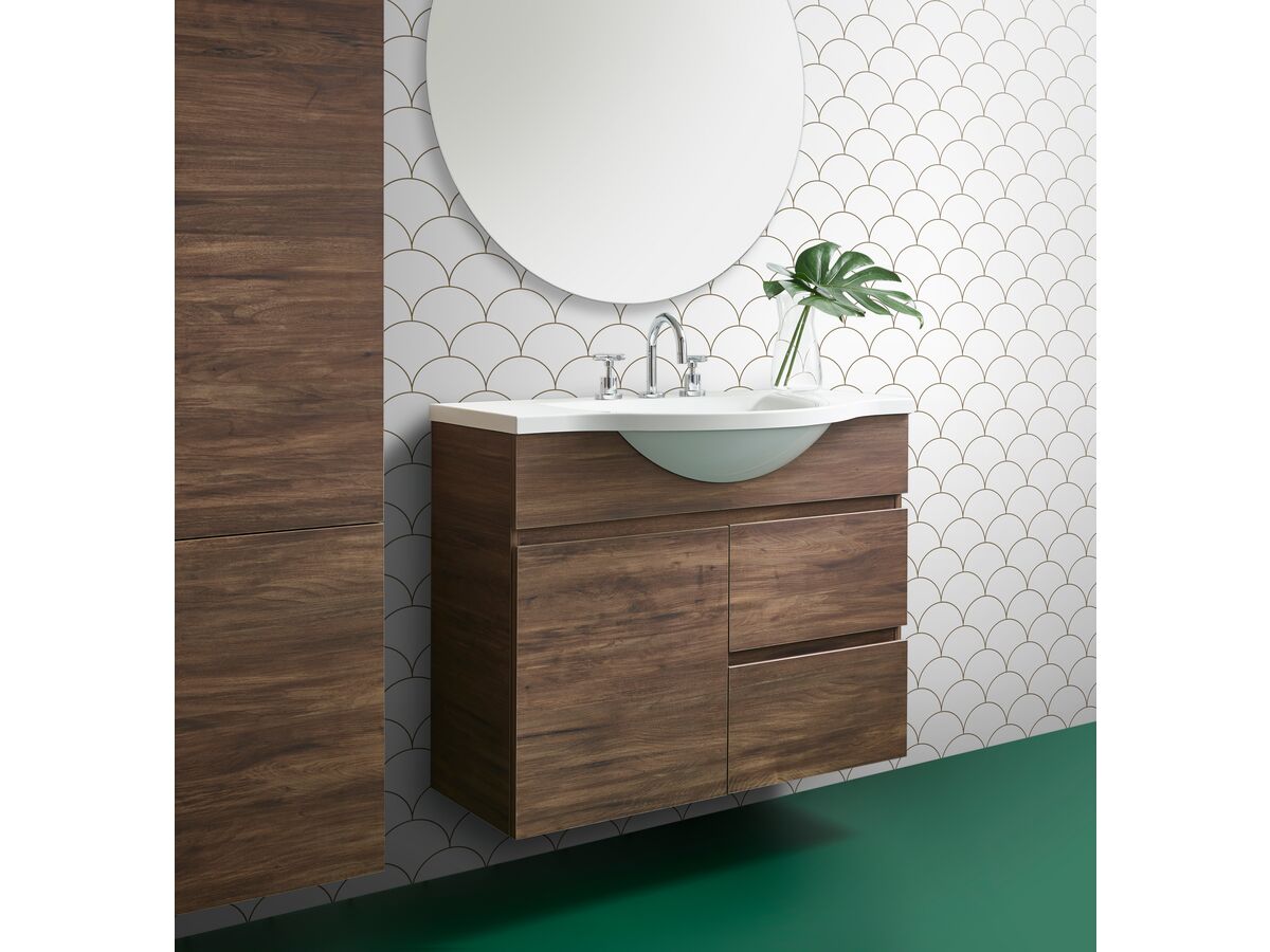 Posh Domaine 900mm Wall Hung Vanity Unit SemiRecessed Centre Bowl Cast