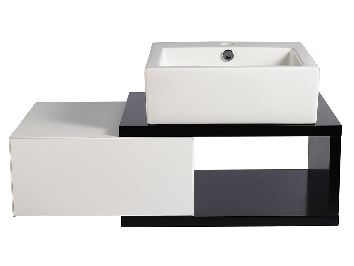 Mizu Bloc Wall Hung Vanity Unit No Basin 900mm Black/ White